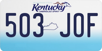 KY license plate 503JOF