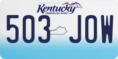KY license plate 503JOW