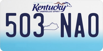 KY license plate 503NAO