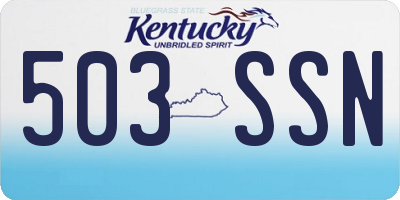 KY license plate 503SSN