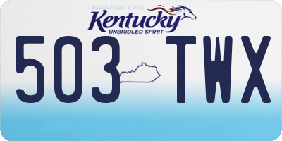 KY license plate 503TWX