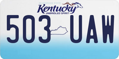 KY license plate 503UAW