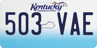 KY license plate 503VAE