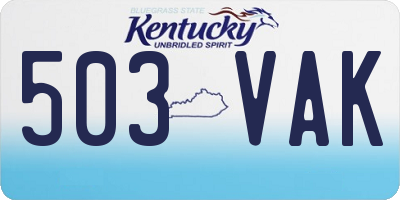 KY license plate 503VAK