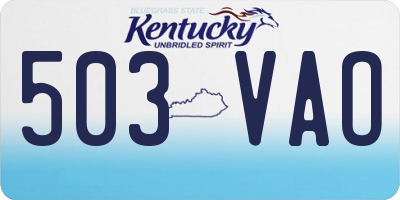 KY license plate 503VAO