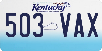 KY license plate 503VAX