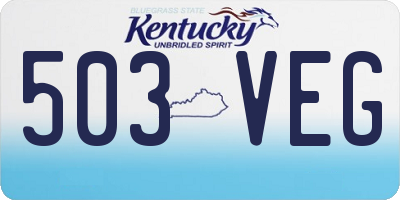 KY license plate 503VEG