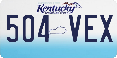 KY license plate 504VEX