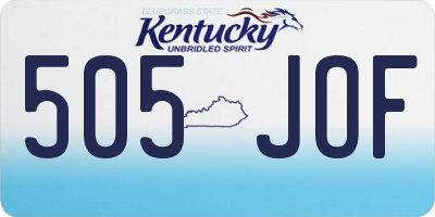 KY license plate 505JOF