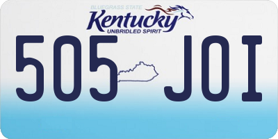 KY license plate 505JOI