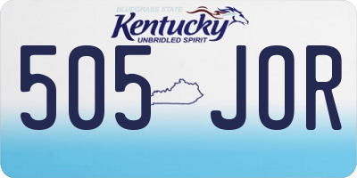 KY license plate 505JOR