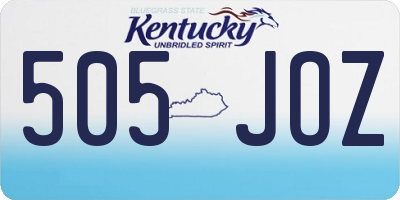 KY license plate 505JOZ