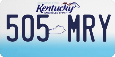KY license plate 505MRY