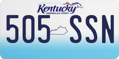 KY license plate 505SSN