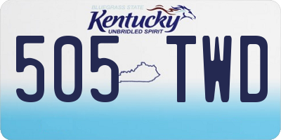 KY license plate 505TWD