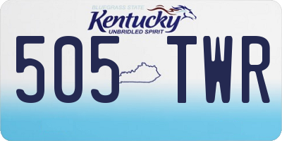 KY license plate 505TWR