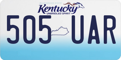 KY license plate 505UAR