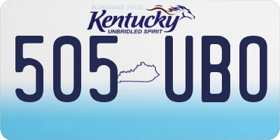 KY license plate 505UBO