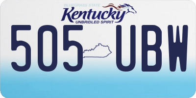 KY license plate 505UBW