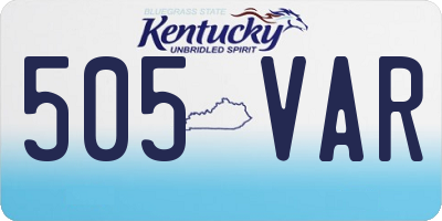 KY license plate 505VAR