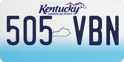 KY license plate 505VBN