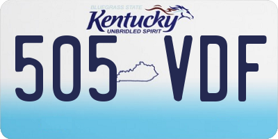 KY license plate 505VDF