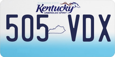 KY license plate 505VDX