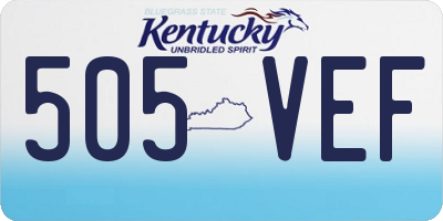 KY license plate 505VEF