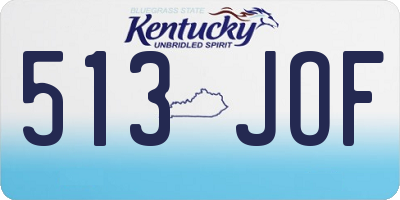KY license plate 513JOF
