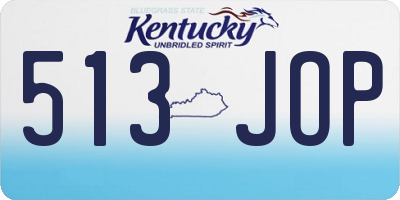 KY license plate 513JOP
