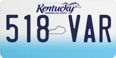 KY license plate 518VAR