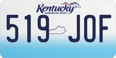KY license plate 519JOF