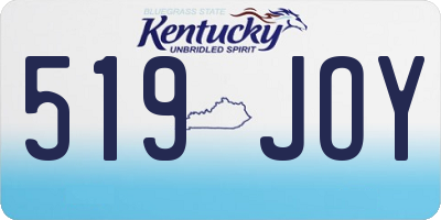 KY license plate 519JOY