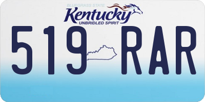 KY license plate 519RAR