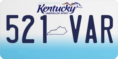 KY license plate 521VAR