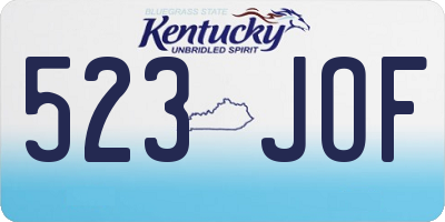 KY license plate 523JOF