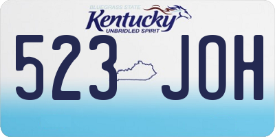 KY license plate 523JOH
