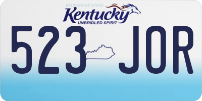 KY license plate 523JOR