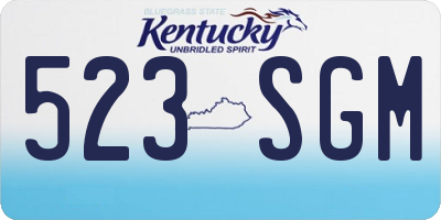 KY license plate 523SGM
