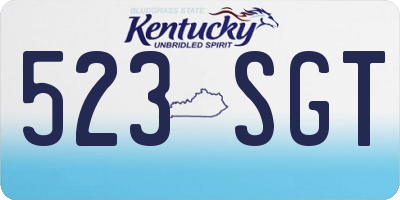 KY license plate 523SGT