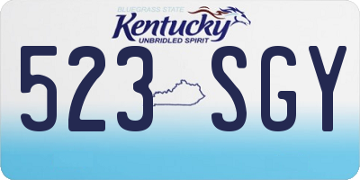 KY license plate 523SGY