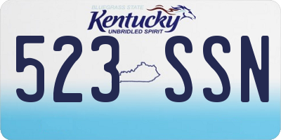 KY license plate 523SSN