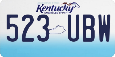 KY license plate 523UBW