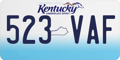 KY license plate 523VAF