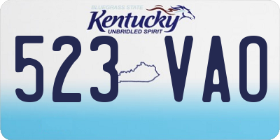 KY license plate 523VAO