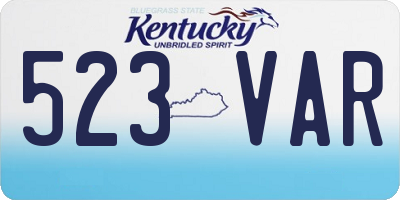 KY license plate 523VAR