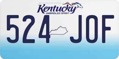 KY license plate 524JOF