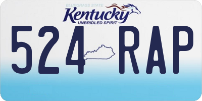 KY license plate 524RAP