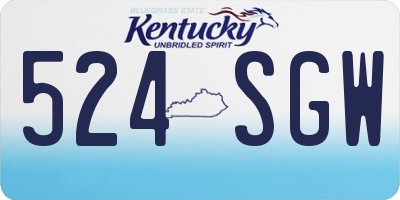 KY license plate 524SGW