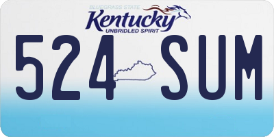 KY license plate 524SUM